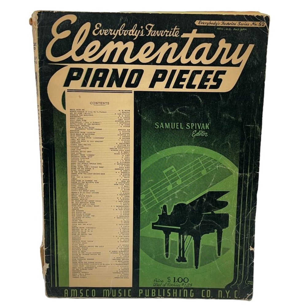 Everybody's Favorite Elementary Piano Pieces Vintage Songbook Sheet Music Spivak
